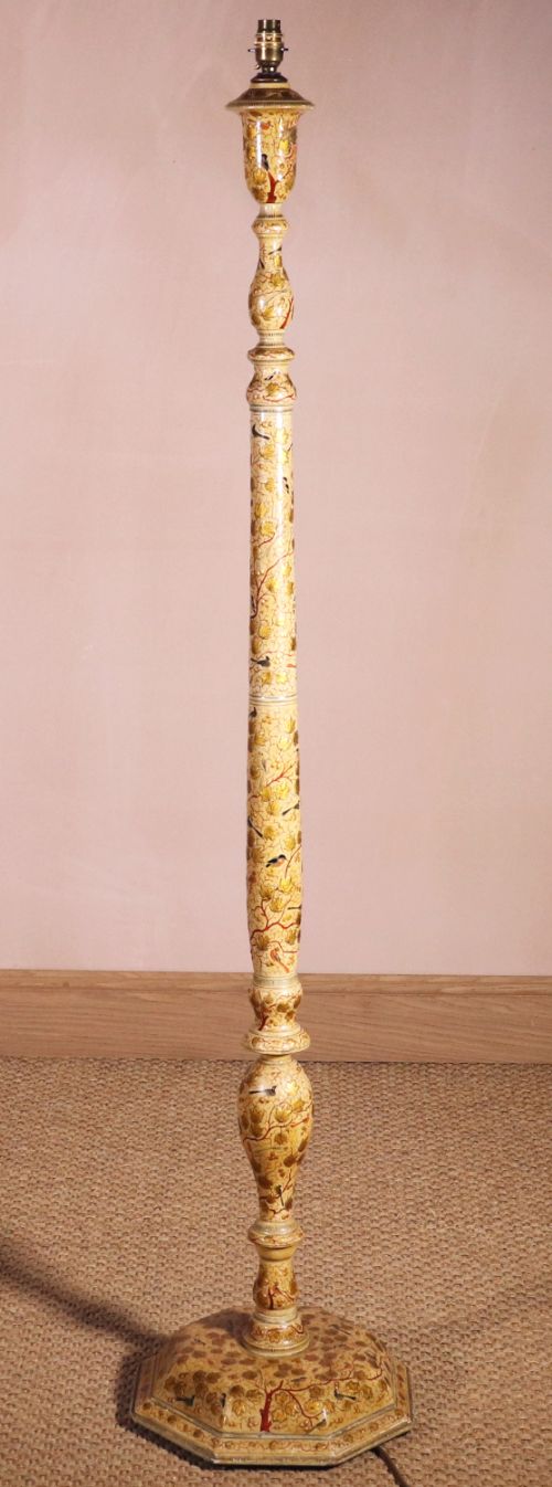 Antique Kashmir Painted Standard Lamp