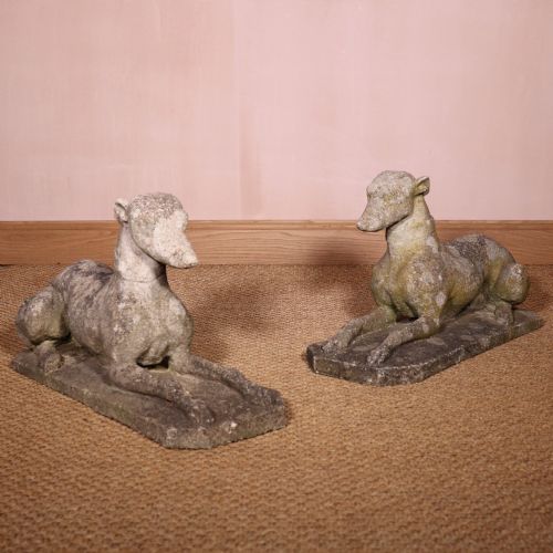 Pair of 18th Century Style Composite Stone Greyhounds
