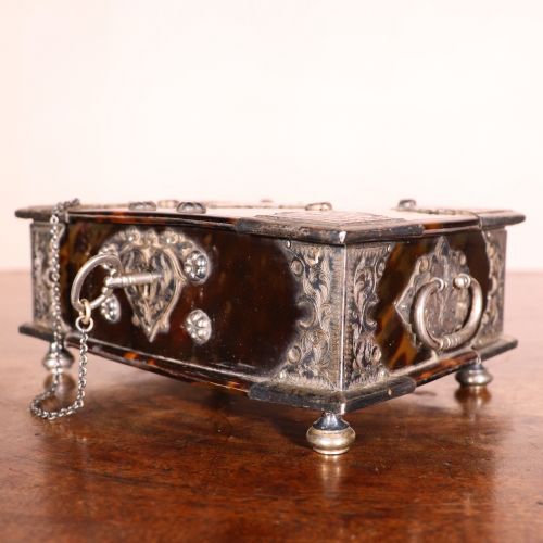18th Century Dutch East Indies Tortoiseshell and Silver Mounted Box