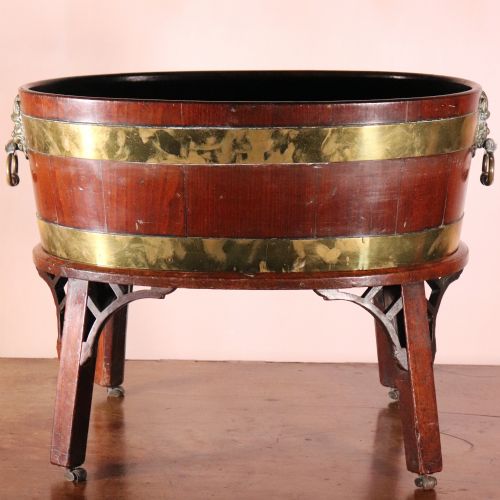 fig 1. 18th Century Chippendale Period Mahogany And Brass Oval Wine Cooler