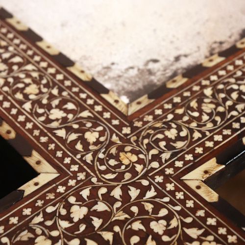 LARGE ANTIQUE INDIAN HOSHIARPUR SHISHAM IVORY INLAID WALL MIRROR - ADDITIONAL PHOTO 5