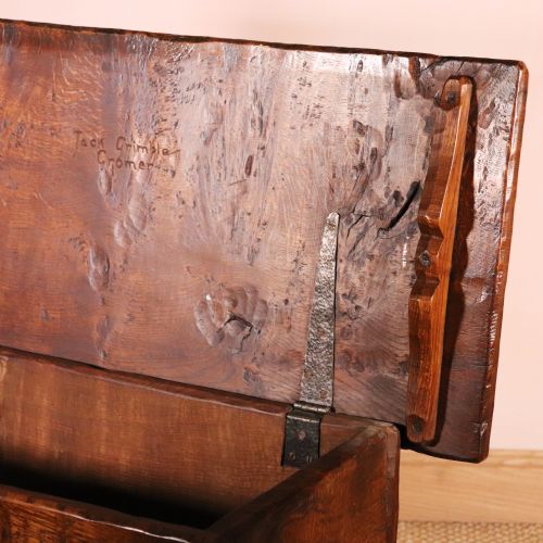 ARTS AND CRAFTS JACK GRIMBLE POLLARD OAK COFFER CHEST - ADDITIONAL PHOTO 10
