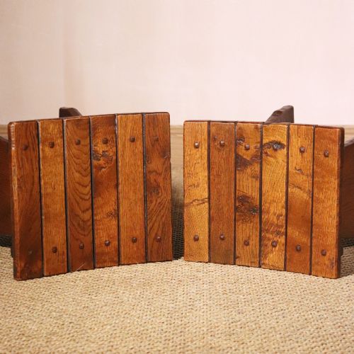 ARTS AND CRAFTS PAIR OF JACK GRIMBLE OAK STOOLS - ADDITIONAL PHOTO 3