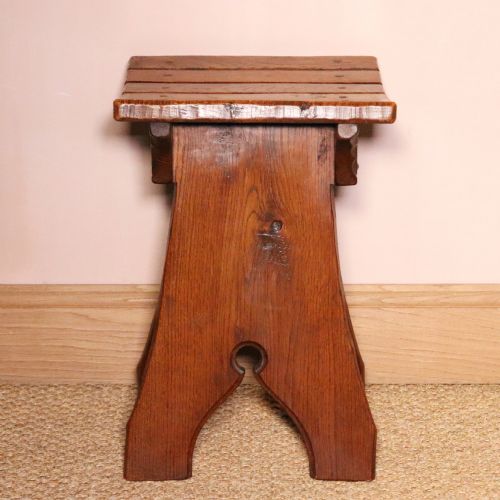 ARTS AND CRAFTS PAIR OF JACK GRIMBLE OAK STOOLS - ADDITIONAL PHOTO 4