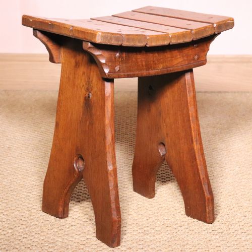 ARTS AND CRAFTS PAIR OF JACK GRIMBLE OAK STOOLS - ADDITIONAL PHOTO 7