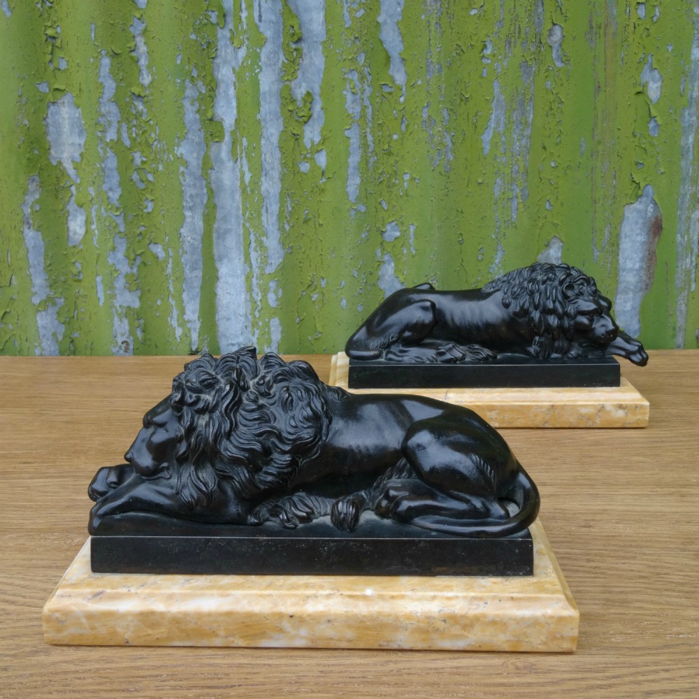 Pair of Grand Tour Bronze Canova Lions