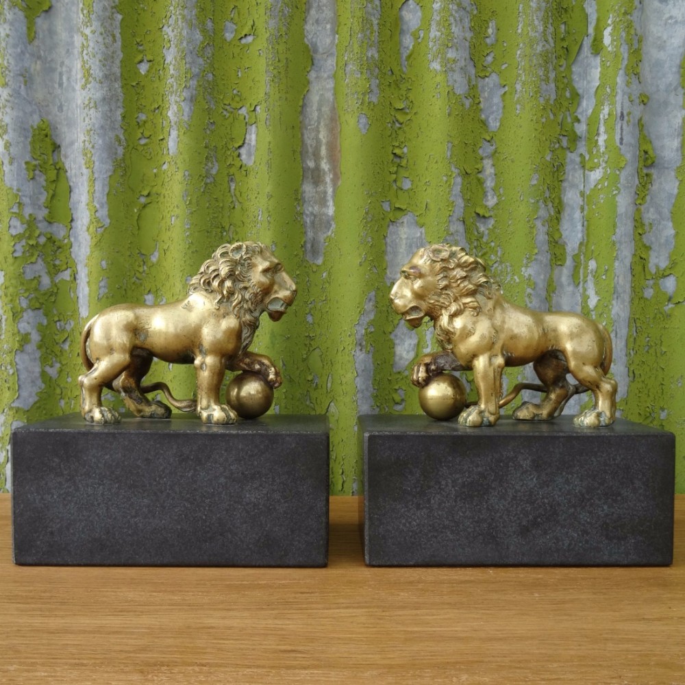 Pair of 18th Century Bronze Medici Lions