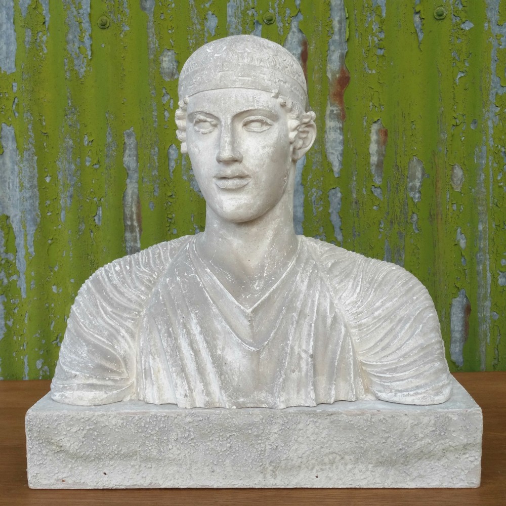 Grand Tour Plaster Bust of the Charioteer of Delphi