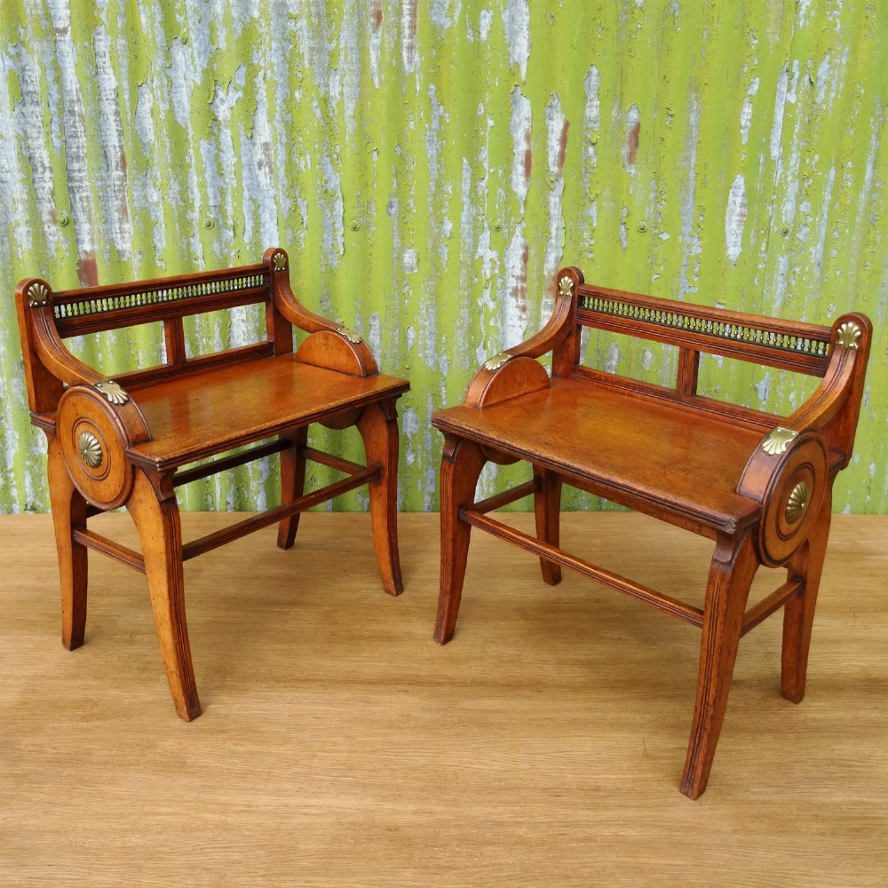 Pair of Shoolbred Hall Seats
