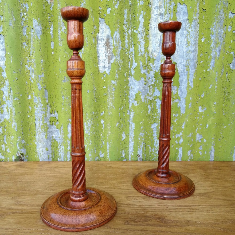 Pair of George III Style Rosewood Candlesticks