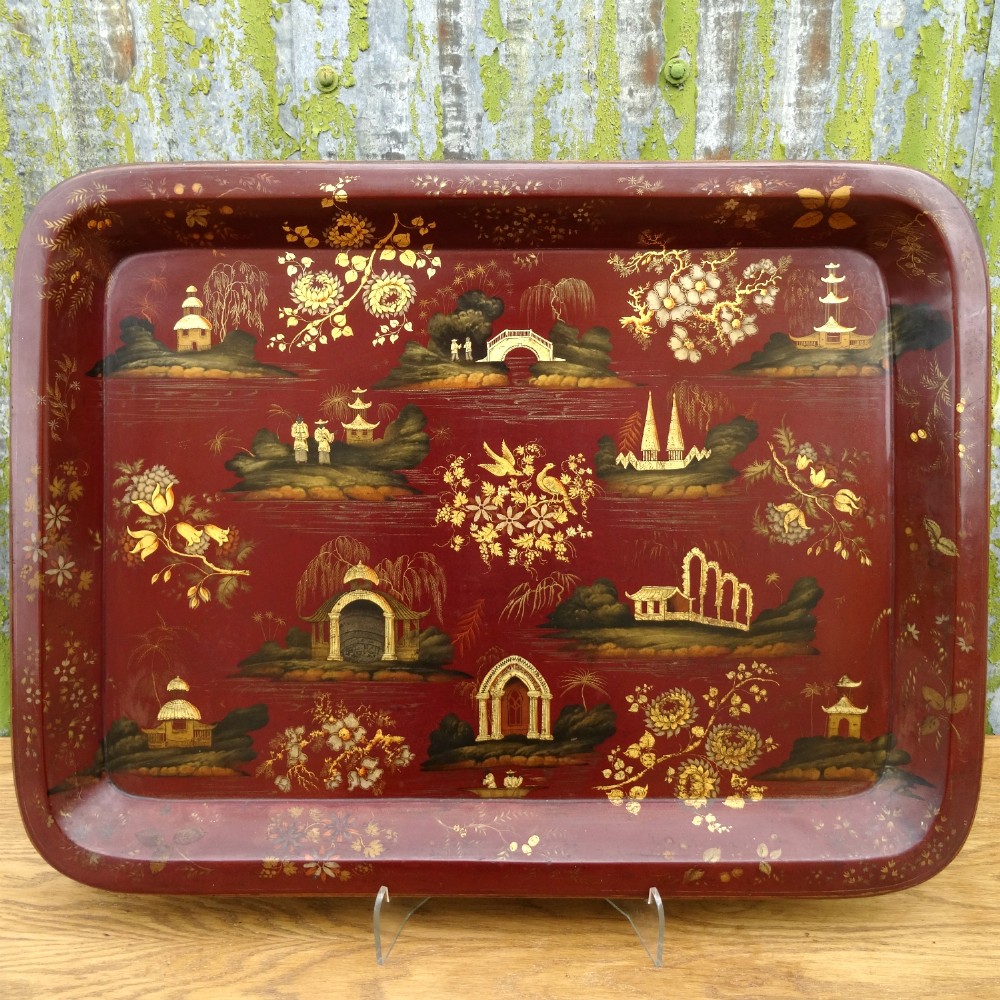 Regency oxblood papier-mâché tray