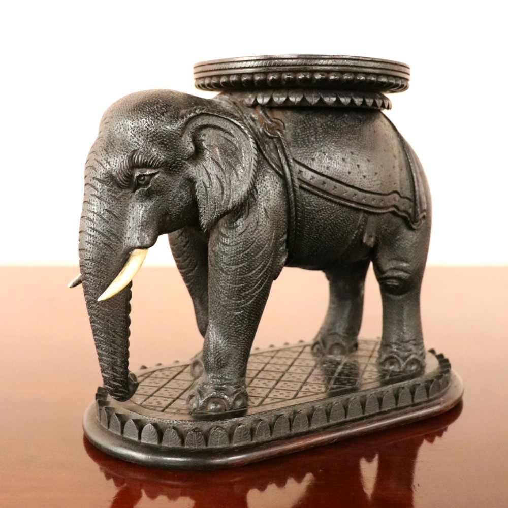 19th Century Indian Carved Rosewood Elephant