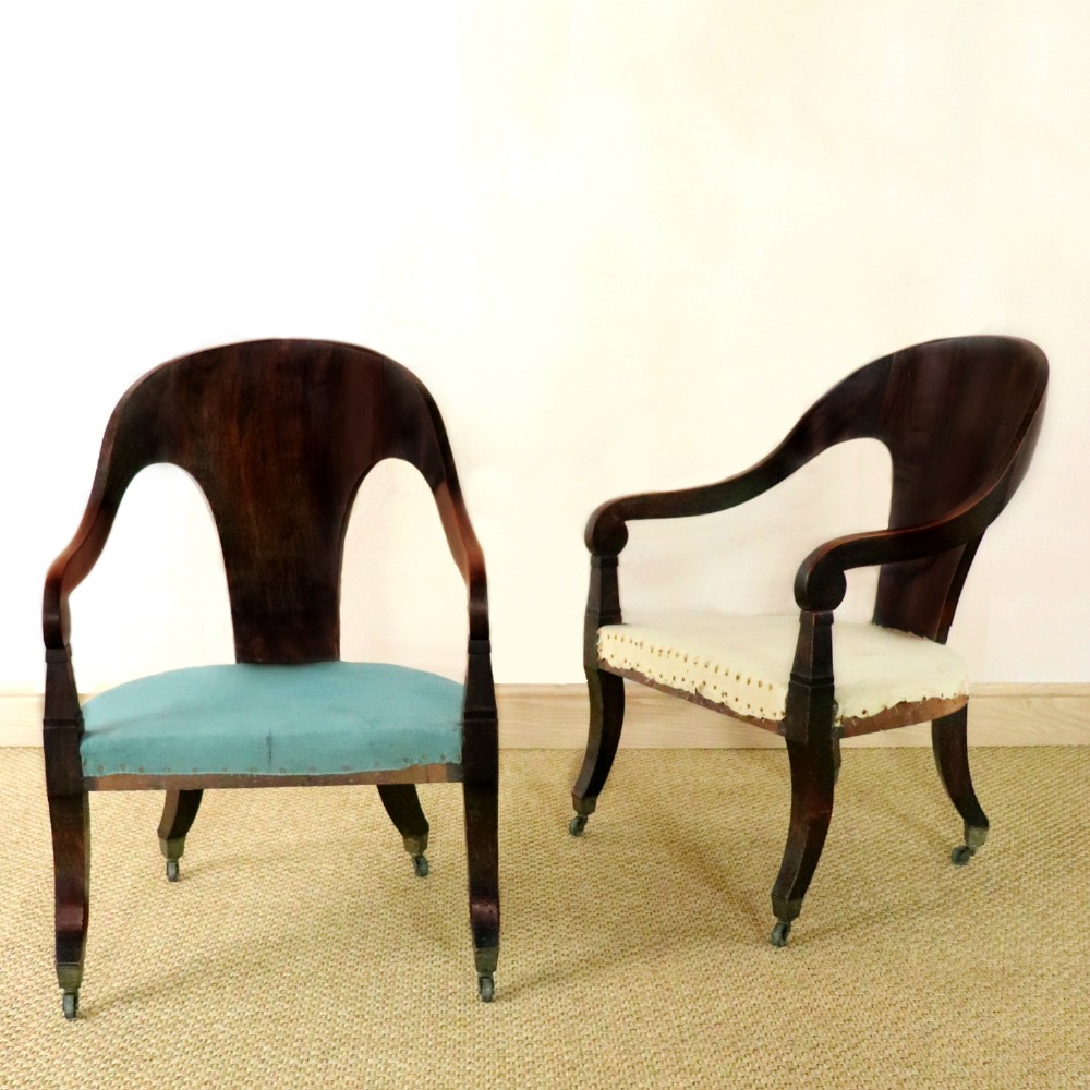 Pair of Regency Roman Library Armchairs