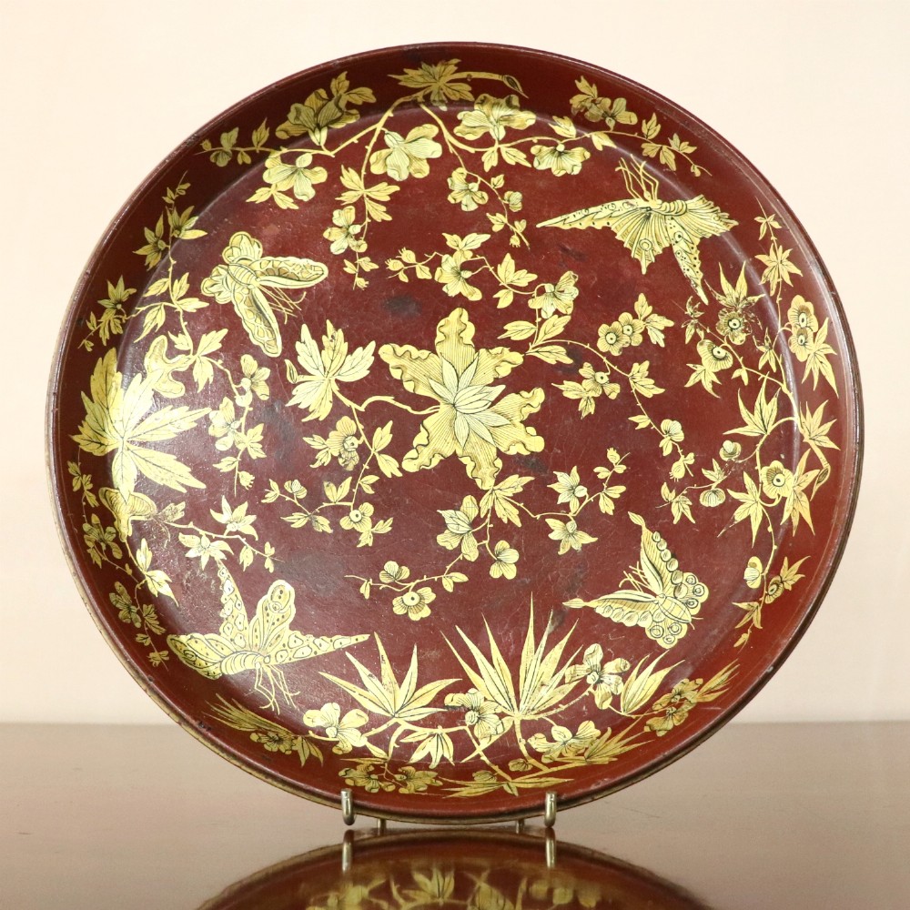 Early 19th Century oxblood papier-mâché waiter by Henry Clay