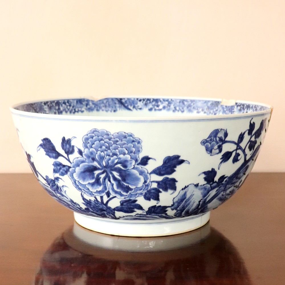 Large 18th Century Chinese Blue and White Bowl