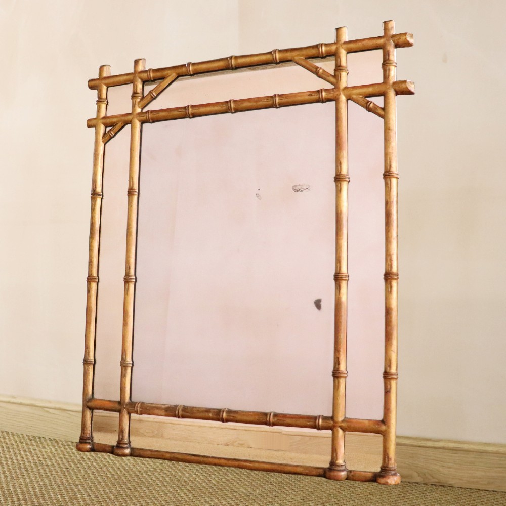 Regency Giltwood Simulated Bamboo Overmantle Mirror