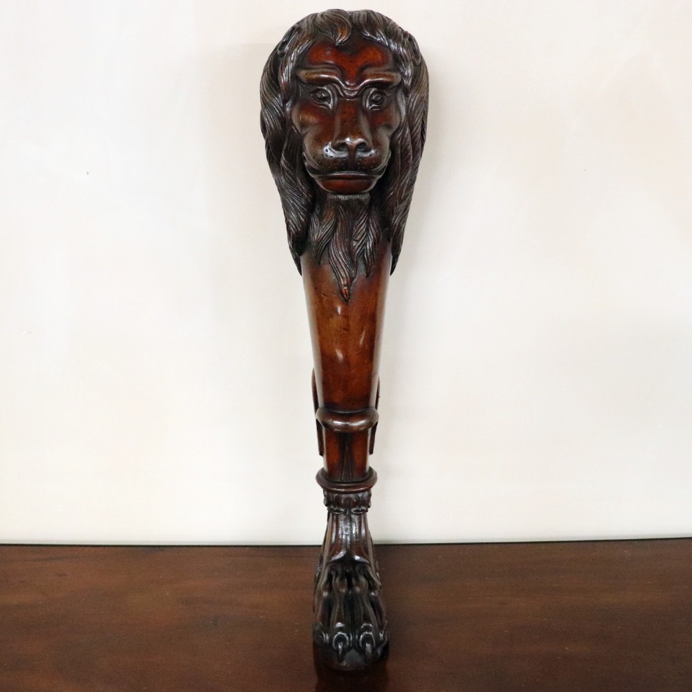 Regency Carved Mahogany Lion Monopodia