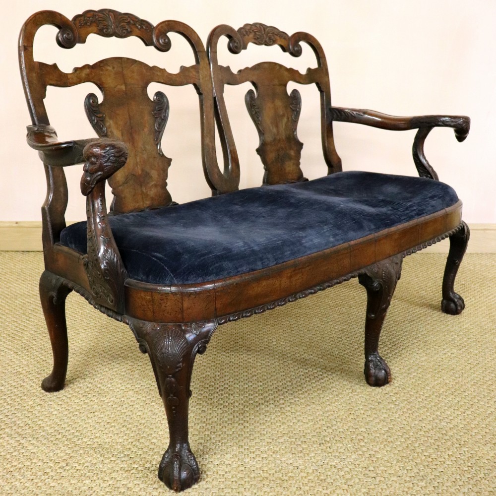 Antique George II Style Walnut Chair Back Settee