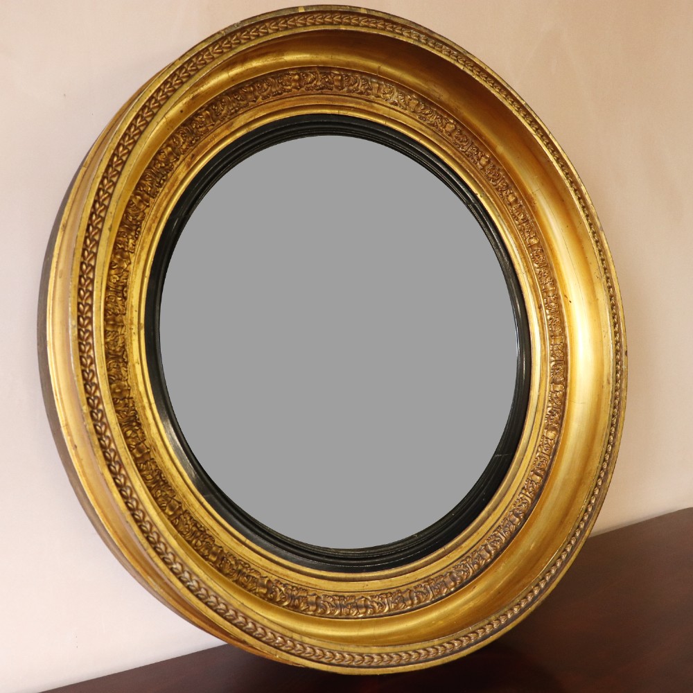 Late Regency Gilt Convex Mirror