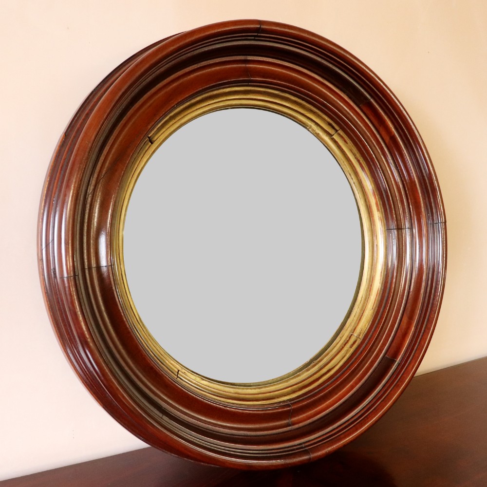 Antique Mahogany Convex Mirror