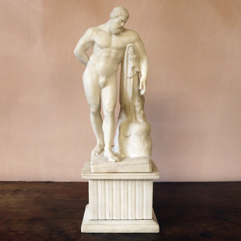 19th Century Grand Tour Carved Alabaster Farnese Hercules