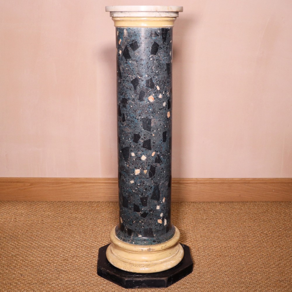 Early 19th Century Faux Marble Scagliola Column Pedestal