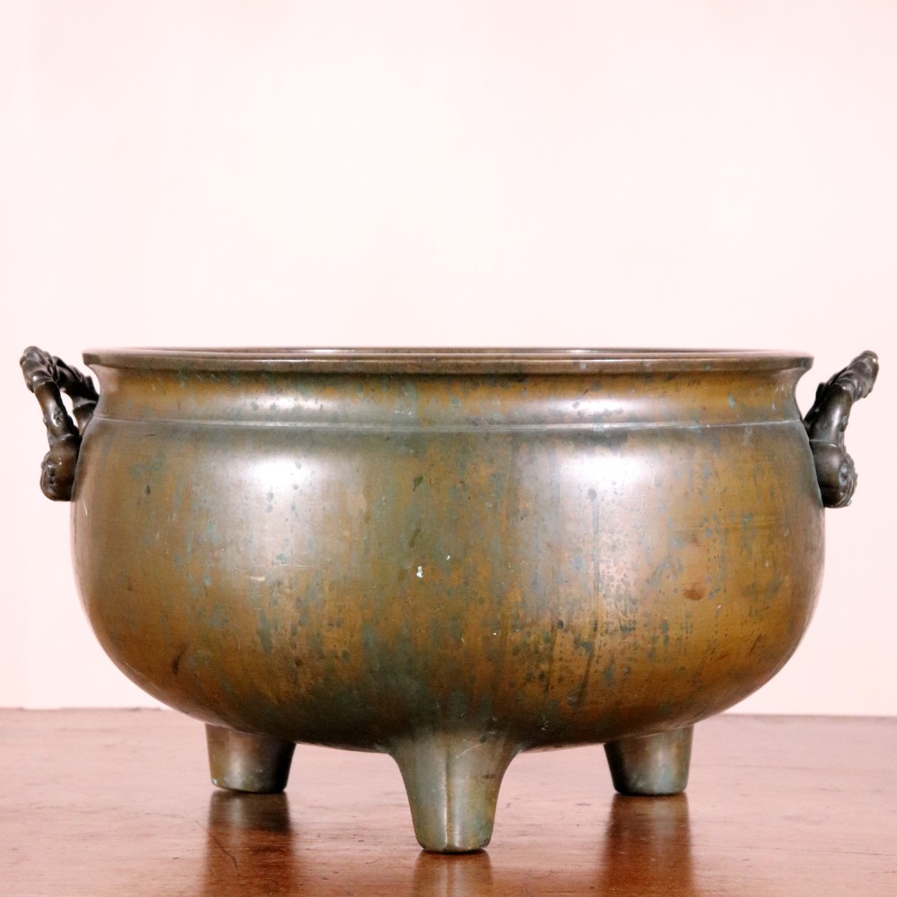 Large Antique Chinese Bronze Tripod Censer