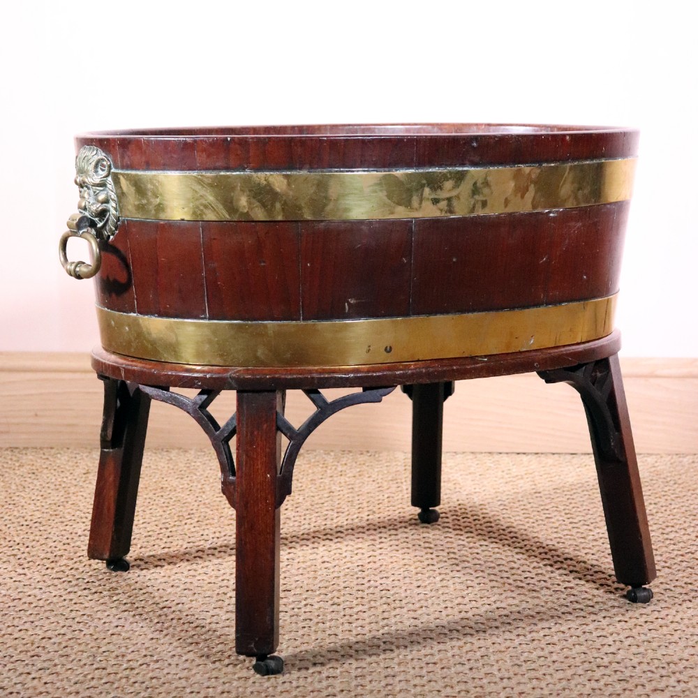 18th Century Chippendale Period Mahogany And Brass Oval Wine Cooler