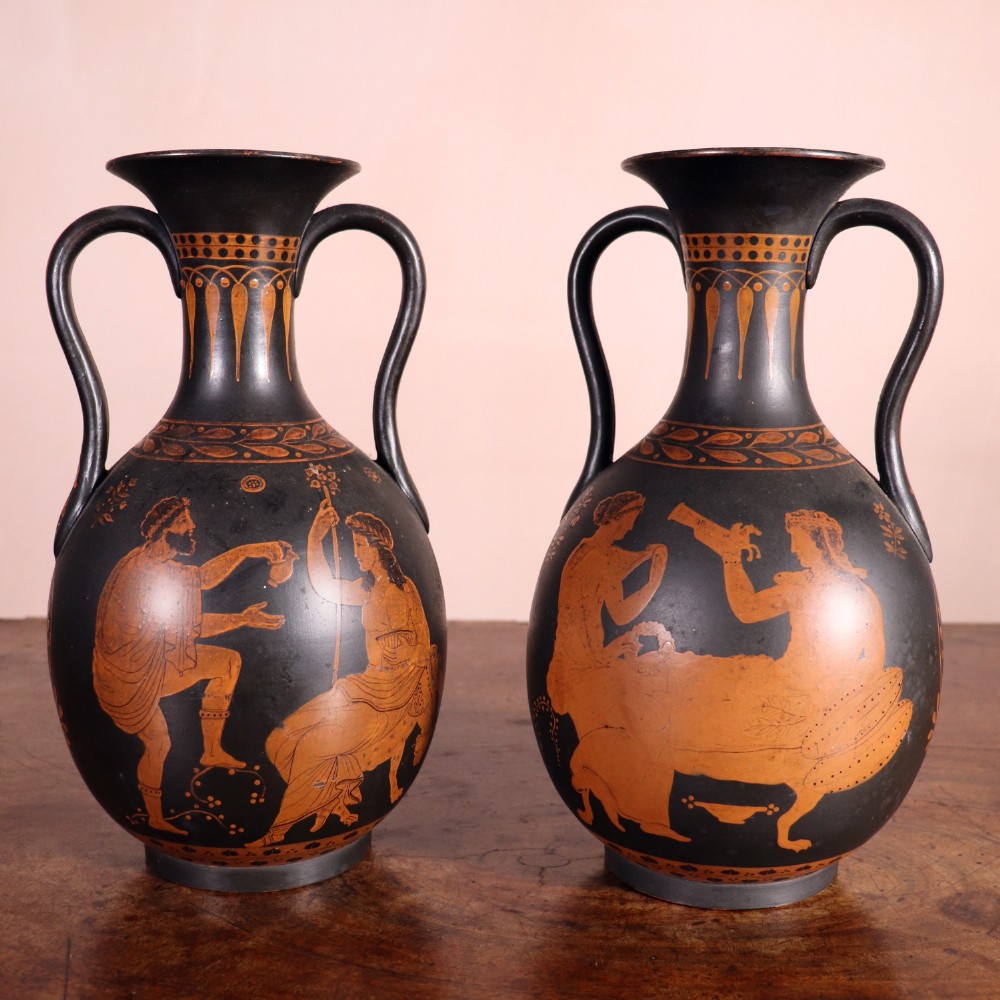 Pair of Early 19th Century Neoclassical Terracotta Amphora