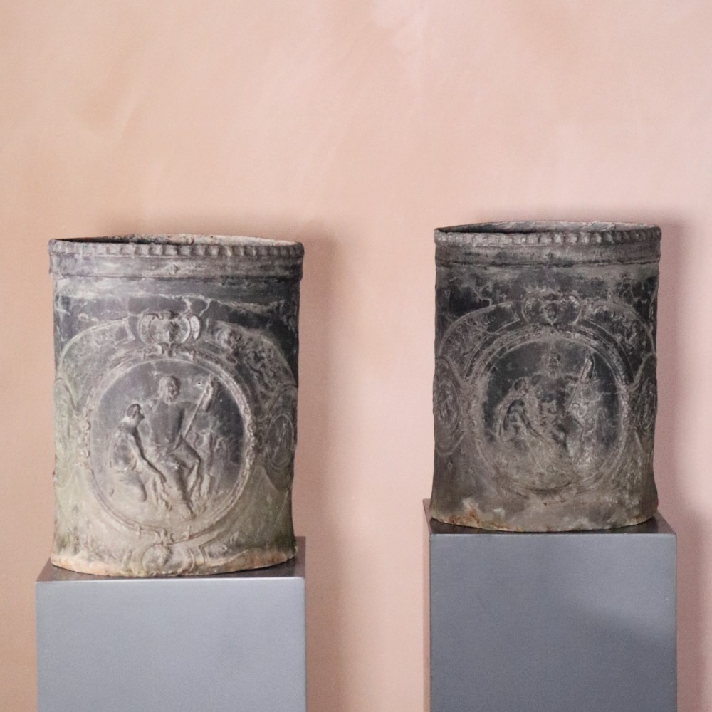Pair of Antique 18th Century Style Lead Urns