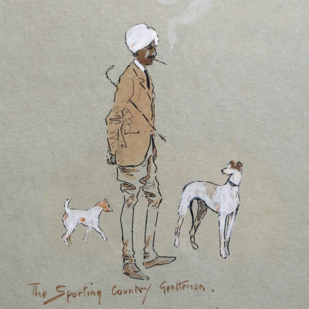 A black-framed antique equestrian print by Snaffles entitled Sport in the Shiney featuring multiple vignettes of polo matches and horse riding on a neutral background. View X