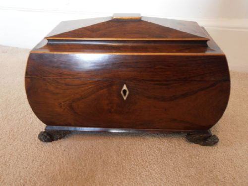 George 111 Rosewood and Boxwood Tea Caddy