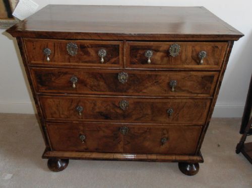 18c Walnut Five Drawer Chest