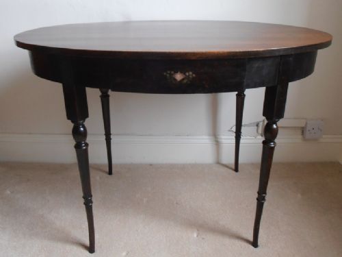 Edwardian Table with Mahogany Top with Painted Friezes