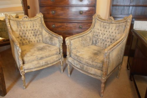 Pair of French Gilt Armchairs C1835-1855
