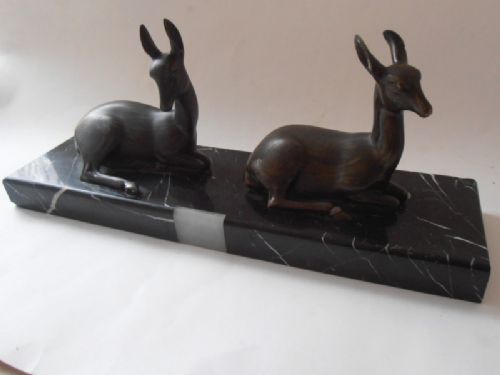 French Art Deco Spelter Fawns by Rochard