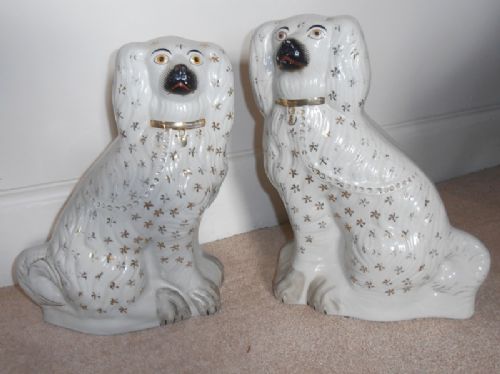 Pair of Staffordshire Pottery Spaniels Late 19thc