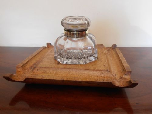 Cut Glass and Brass Ink Well on Stand