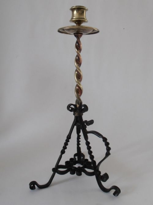 Brass & Iron Twisted Stem Candlestick