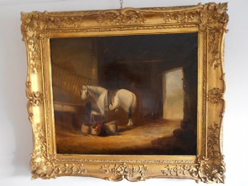 Attr. William Shayer Snr.- Oil - A Stable Interior