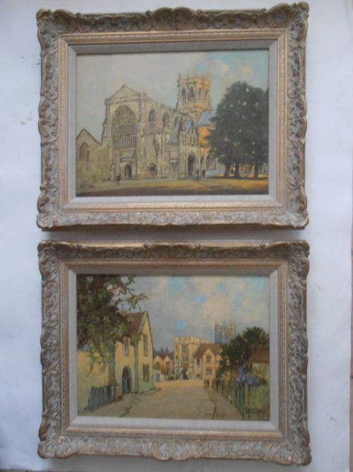 Godwin Bennett (1888-1960) Pair of Oils of Sherborne in Dorset