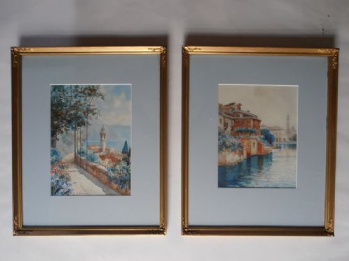 A Pair of Italian Watercolours C1880 by Scotti & Boni.