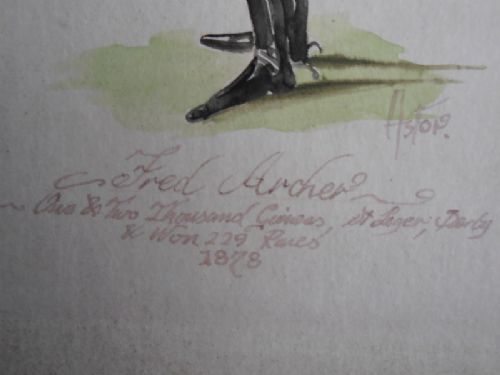 fig 1. Rare Watercolour of Fred Archer by Astor