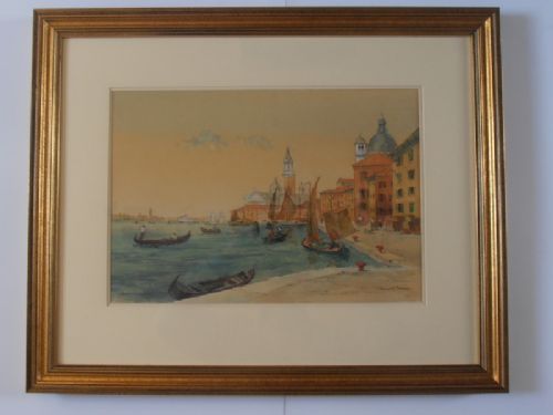 Kenneth Holmes (1902-1994) Water's Edge in Venice, Watercolour & Pencil