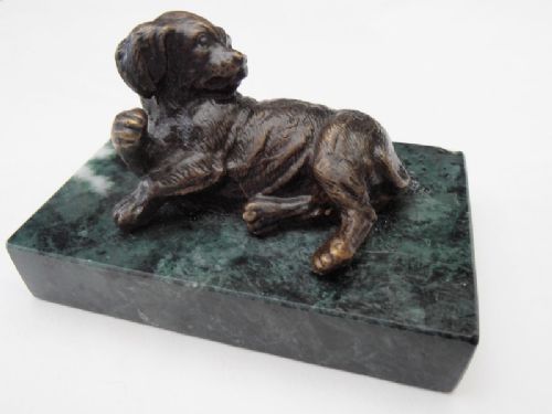 Bronze Dog on Marble Base
