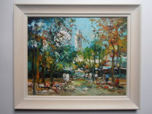 Jesus Guido, Oil on Board, 'Park Scene'