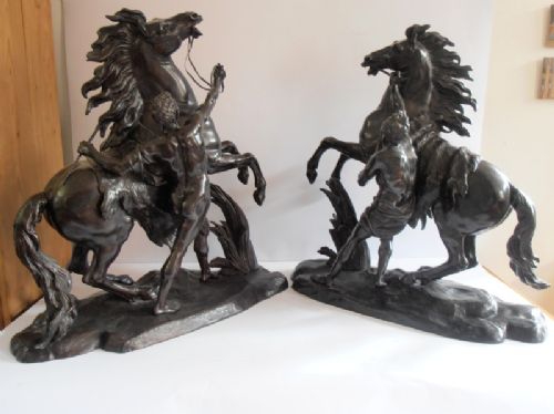 Pair of Large 19th Century Bronze Marly Horses.