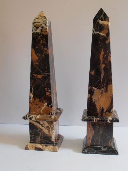 Pair of Large Italian Marble Obelisks. 19th Century.