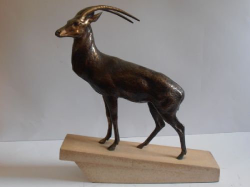 Max Le Verrier. Large Art Deco Bronze Figure of an Ibex.