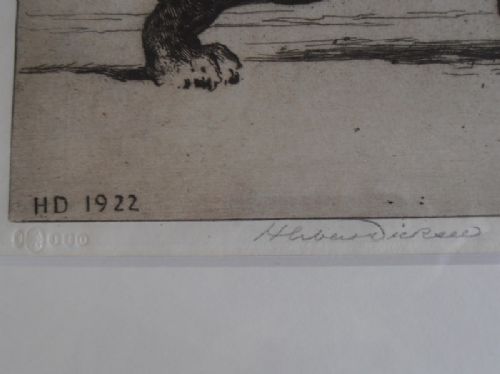 fig 2. Herbert Dicksee. Original Signed Etching of a Jaguar.